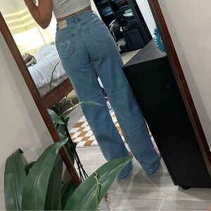 Hollister Women's High Rise Blue Jeans with Heart Accent